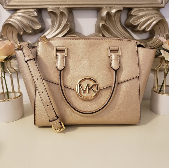 Michael Kors Handbags - Michael Kors Women's Selma Medium Satchel Gold